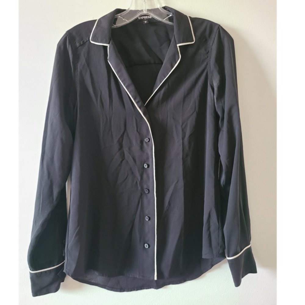 Express Women’s Black tailored top and white piping (Size XS)